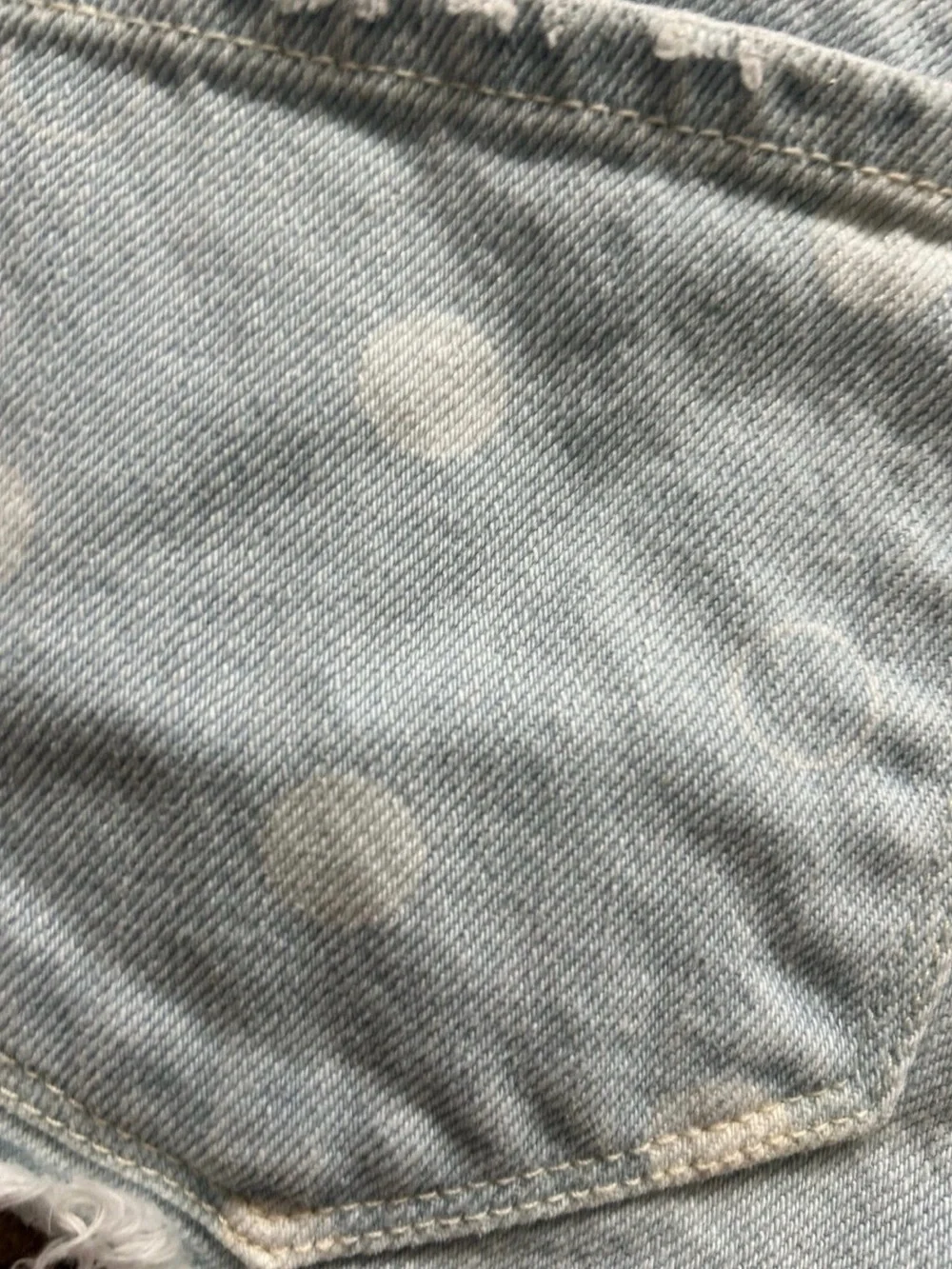 KanCan High Rise Distressed Denim Shorts Light Wash Frayed Polka Dot Small